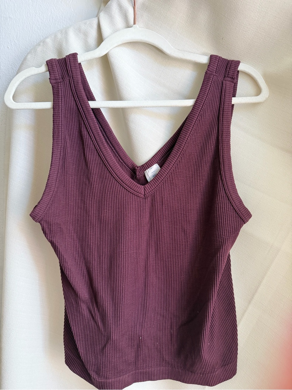 Girls Ribbed V-Neck One-Piece Tank - Plum